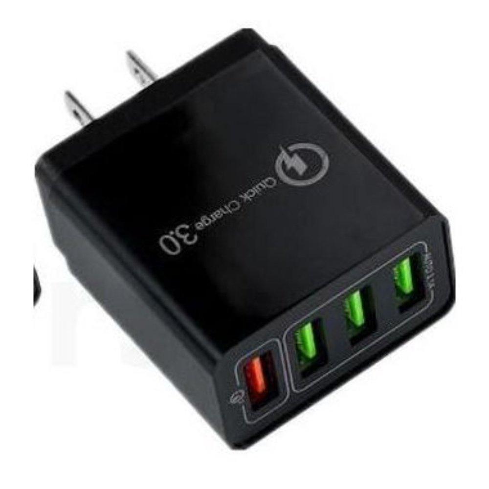 Fast 4 Port Wall Charger Quick Charge 3.0 Black